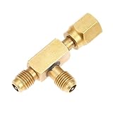 ACICS フッ化物ティーアダプター冷蔵ツールエアコン安全バルブフィッティング1/4 "インチ男性/女性充電ホースバルブ