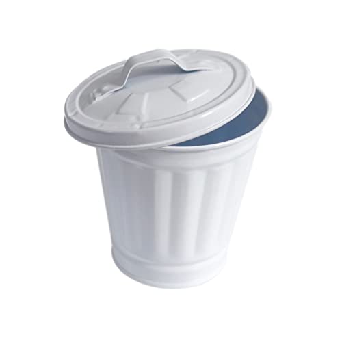 Image of Mini Trash can & Iron Garbage can Pencil Cup Holder 2pcs (White)