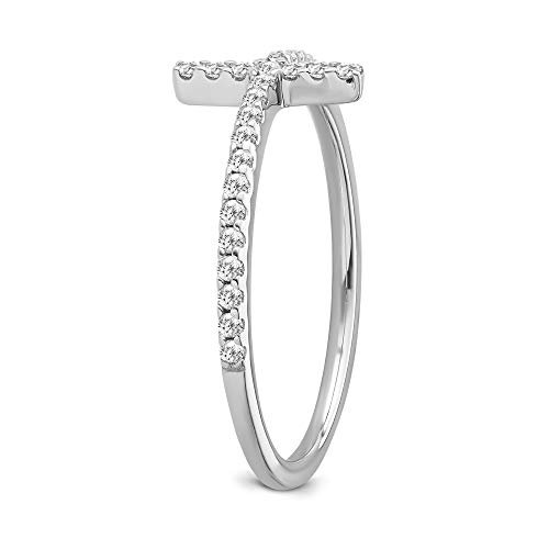 Sterling Silver Diamond Cross Band Ring (1/6 Cttw, I-J Color, I2-I3 Clarity), Size 7.5 #TOP4