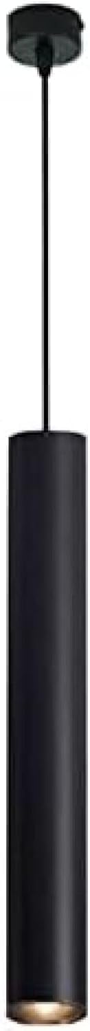 Suspension LED cylindrique noire tube long luminaire de plafond moderne 5W warm light