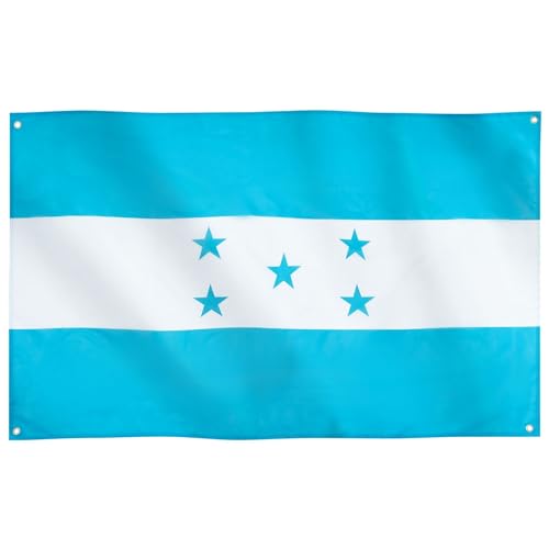 Runesol Drapeau du Honduras, 91x52cm, 3ft x 5ft, 4 Anneaux, Oeillet dans chaque coin, The Republic Of Honduras Drapeau, République du Honduras, Drapeaux Premium, Intérieur, Extérieur, Couleurs vives.