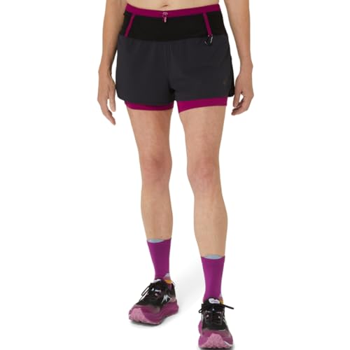 ASICS Women's Fujitrail 2-N-1 Short Apparel, S, Performance Black/BlackBerry