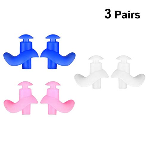 Milisten 3 pares de protetores de ouvido para natação leves de silicone à prova d'água para criança