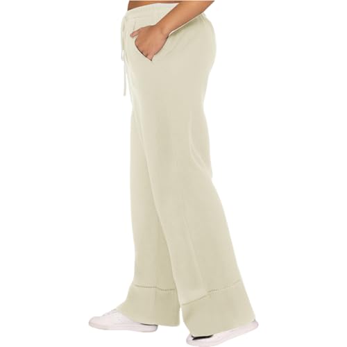 Generisch Pantalones de maternidad de invierno para mujer, color sólido, cintura elástica, cordón, casual, pantalones largos con bolsillo, ropa de maternidad, Blanco, XXL