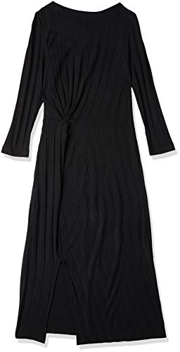 Sommer Vestido Midi Canelado Feminino, M, Preto