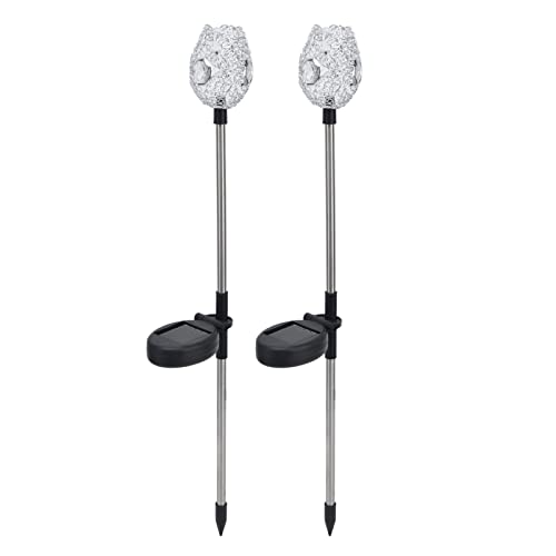 RGB LED Solar Garden Lights - 2 Pack Petal - Inspired Fast Charging, Durably Design for Outdoor Landscaping