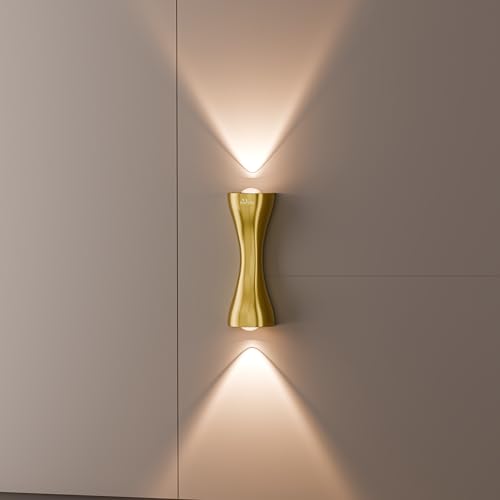 Image of Murphy Golden Axis 6W LED Up Down Wall Light | Warm White | Premium Gold Finish | Aluminium Body | Decorative Indoor Wall Lamp | 2 Year Warranty | Pack of 1