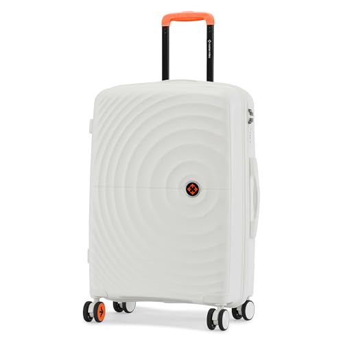 Image of Nasher Miles Polypropylene Spinner Seattle Hard-Sided Check-in Luggage 24 inch | 65cm | 8 Wheels Medium Trolley Bag for Travel | Suitcase (White)