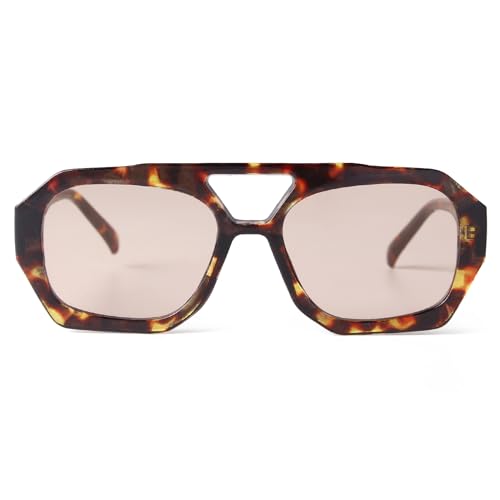 ADE WU Trendy Square Aviator Sunglasses for Women Thick Frame Double Bridge Geometric Sun Glasses - Image 6