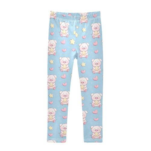 Girls Leggings Pig Star Cute Kids Length Leggings Pants Athletic Yoga Pants Blue Toddler Tights Trousers 4T