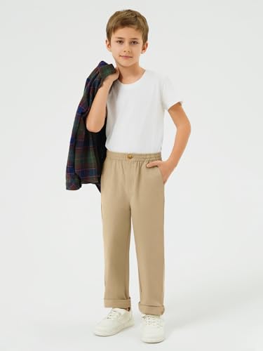 Image of Haloumoning Boys School Uniform Chino Pants Kids Twill Pants 5-14 Years