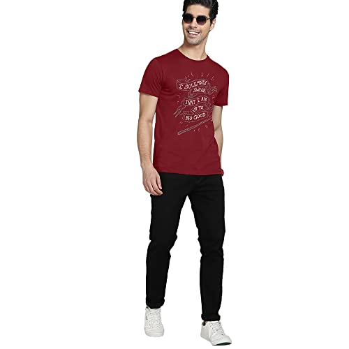Image of Free Authority Harry Potter Printed Regular Fit Maroon Cotton Men's T-Shirt