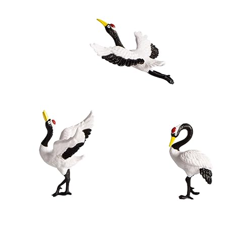 GRIRIW 3Pcs Miniature Red-Crowned Crane Figurines for Bonsai Garden Decorations Resin Crafts Small...