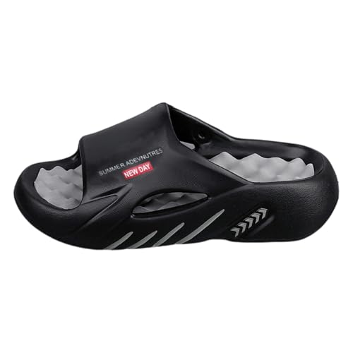 Generisch Chanclas de baño de EVA para mujer, con cama, deportivas, con función de masaje, antideslizantes y suaves, para ducha, playa, sauna y uso diario, pies anchos, gris, 46 EU