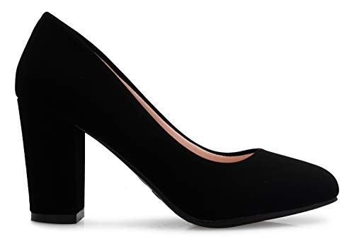 Olivia K Women's Classic Round-Toe Platform Pumps High Block Heel - Adorable, Comfortable2