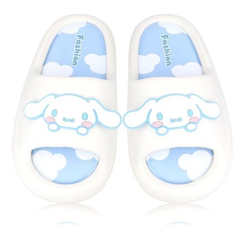 Cartoon Slides for Women Girls Boys Cute Big Ear Dog Open Toe Sandals Beach Water Pool Shoes Cow Print Slippers Non-Slip House Bathroom Shower Sandals