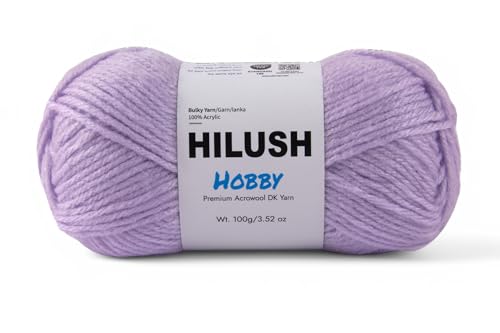 Image of Hobby,Wool Yarn dk Acrylic Hand Knitting Yarn Ball (100g /1 Ball),Suitable for Craft amigurumi Shade 001 (Lilac)