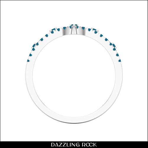 Dazzlingrock Collection 0.21 Cttw Round Blue Diamond Crown Tiara Chevron Style Engagement Ring for Women in 925 Sterling Silver3