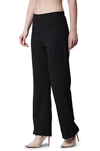 Image of POPWINGS Formal Casual Solid Trousers for Women || Work Trousers for Women || Pull On Trousers for Women || High Waist Plain Women Trousers for Summer