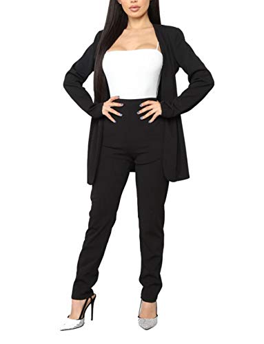 Two Piece Outfits for Women - Lapel Collar Long Sleeve Blazer with Pants Casual Business Pants Suit Sets