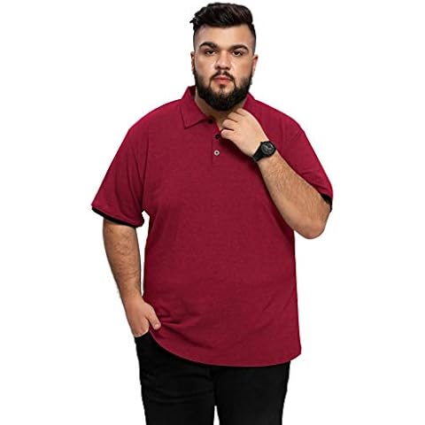AIYINO Men's Big and Tall Polos Classic Fit Short Sleeve Soft Cotton Polo Shirt (4X-Large Red) Cover