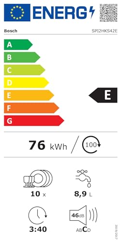 Bosch SPI2HKS42E Serie 2 Teilintegrierter Geschirrspüler, 45 cm, Extra Trocknen, VoiceControl, AquaStop, Programm Download, Gebürsteter Stahl