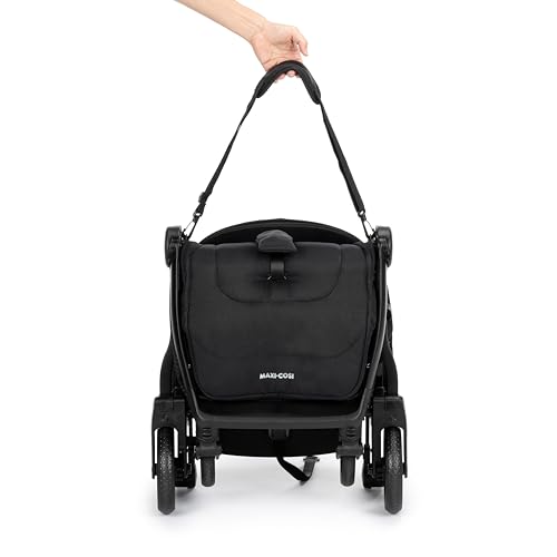 Image of Maxi-Cosi Eva Lightweight Baby Stroller,0-4Years, Automatic One-Hand Fold, Flat Recline,Carry Strap,Puncture-Proof Wheels,5-Point Harness,Mosquito Net,Bumper Bar, Compact &Travel-Friendly Pram, Black