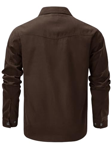 Jacket for Men Lightweight Long Sleeved Snap Flannel Lined Shirts Plaid Western Jackets4