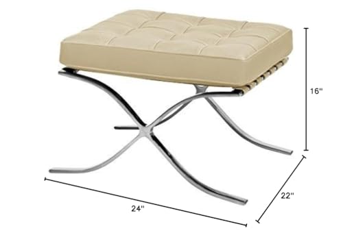 ApexStore Classic Romano Top Grain Italian Leather Ottoman - Camel Leather