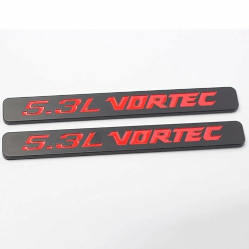 Image of Hood Door Side Emblems Engine 3D Badge Nameplate Decals Fits for 5.3l Vortec 2PCS (Black Red)