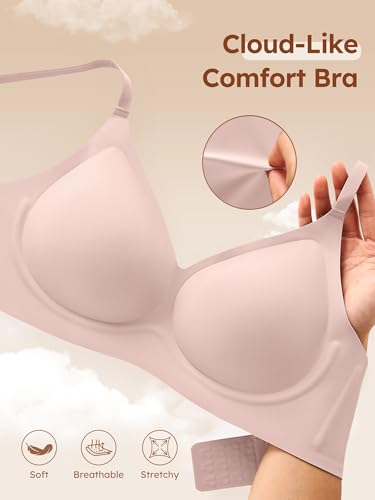 Image of Wireless Jelly Bras for Women No Underwire - S-2XL Seamless Padded T-Shirt Bralette with Support, Comfortable Everyday Bra