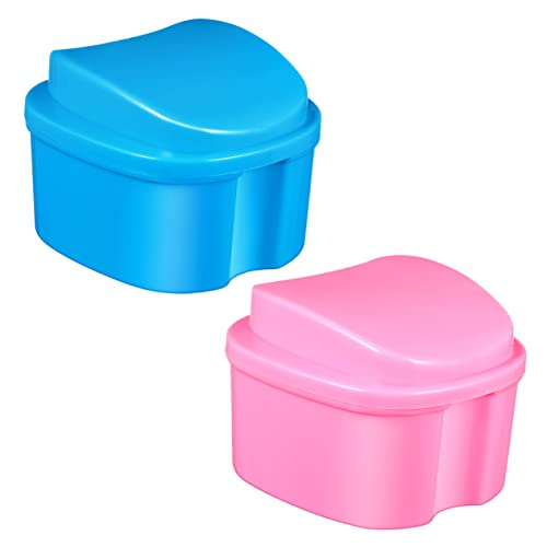 Homoyoyo 2 piezas Caja de Almacenamiento para Dentaduras Postizas Contenedor de Dentaduras Portátil con Cierre Seguro Estuche de Viaje Resistente Práctico para Cuidado