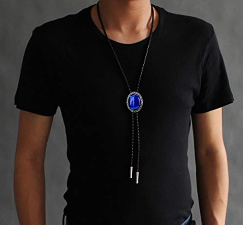 Image of Moranse Bolo Tie with Natural Tiger Eye Stone Celtic Style Genuine and Cowhide Rope