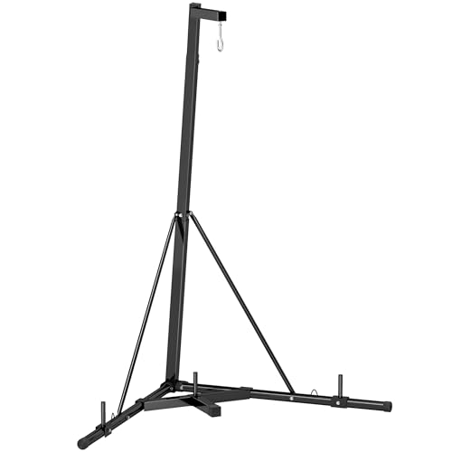 Soozier Foldable Punch Bag Stand, Height Adjustable Heavy Bag Stand with Weighted Base, Free Standing for Home Gym, Stand Only
