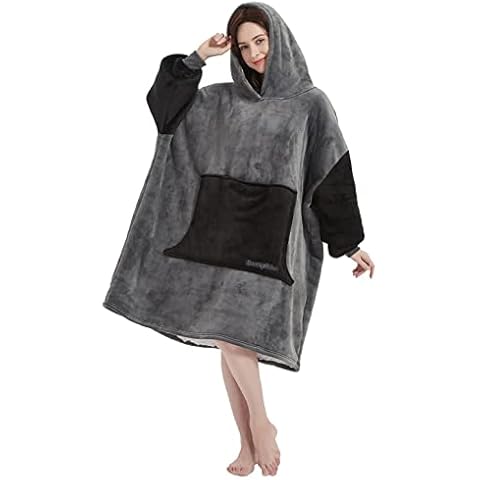 Beauty Shine Tragbare Decke Hoodie für Erwachsene Damen Herren Übergroße Sherpa Sweatshirt Decke Cover