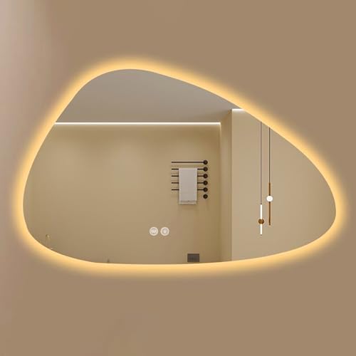 EYTVYUWPT Espejo de baño con Luces LED, Forma Irregular, sin Marco, Espejo retroiluminado(Anti-Fog,60L X 40 W cm)