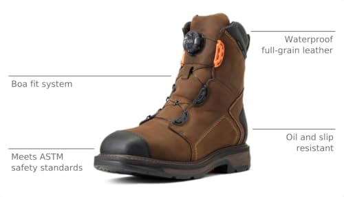 Image of ARIAT Men's Workhog Xt 8 inch Boa Waterproof Carbon Toe Work Boot