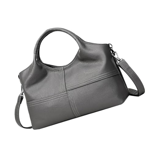 Sac à main bandoulière vintage femme en cuir synthétique souple gris foncé