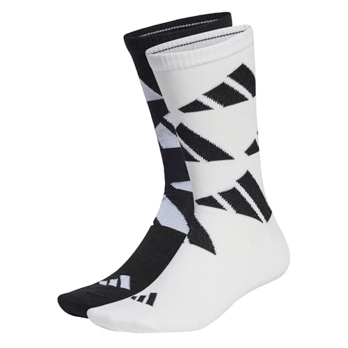 adidas Unisex adulto AEROREADY Crew Logo Brand Love Socks 2 Pairs, White/Black, 49-51