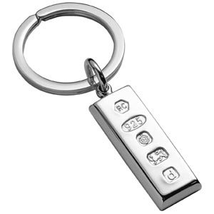 Half Ounce Ingot Key ring With Split Ring In Sterling Silver By Carrs Of Sheffield