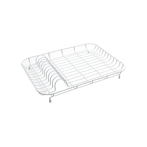Addis White Metal Dish Drainer with Rubber Feet Cover