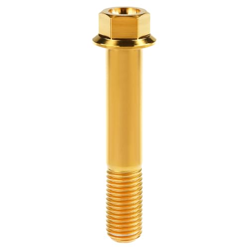 Image of Titanium Bolt M12 30 35 40 45 50 55 60 65 70 75 80 85 90mm Hex Small Flange Head for Motorcycle Car Modification Pack of 4 (M12x65mm Pitch 1.5, Gold)