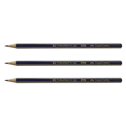 Faber-Castell – Juego de 3 lápices de grafito GolDFABER Hexagonal 2H