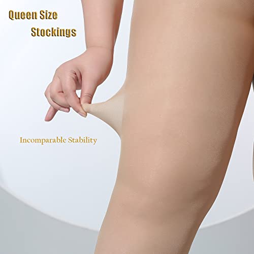 Image of Plus Size Durable Tights - 2 Pack 30D Shiny Queen Size Pantyhose, for Chubby Women, Girls