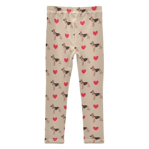 Girls Leggings Soft Toddler Ankle Length Bottoms Dog German Shepherd Hearts Kids Dance Yoga Pants 4-10 Years2