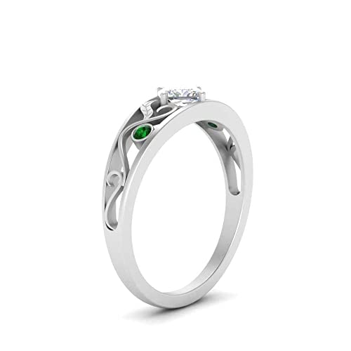 Image of Choose Your Gemstone Nature Inspired Compass Point Ring 925 Sterling Silver Cushion Shape Side Stone Engagement Rings Lightweight Office Wear Everyday Gift Jewelry US Size 4 to 12
