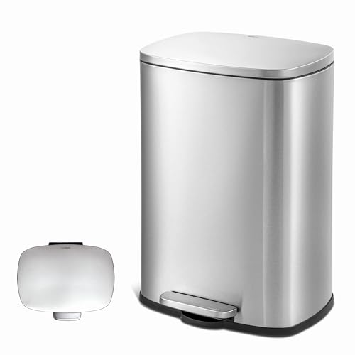 Caneca de basura rectangular 50L acero inoxidable QUALIAZERO