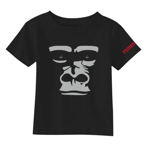 San Diego Zoo Gorilla Shadow Toddler Tee, Black with Silver Gorilla Face Design, 100% Cotton, Toddler Kids Crew Neck T-Shirt
