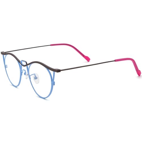 Image of FONEX Colorful Pure Titanium Glasses Frame Women Retro Round Eyeglasses F85782