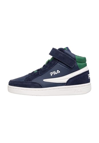 FILA Crew Velcro mid Kids Sneaker, Navy-Verdant Green, 28 EU